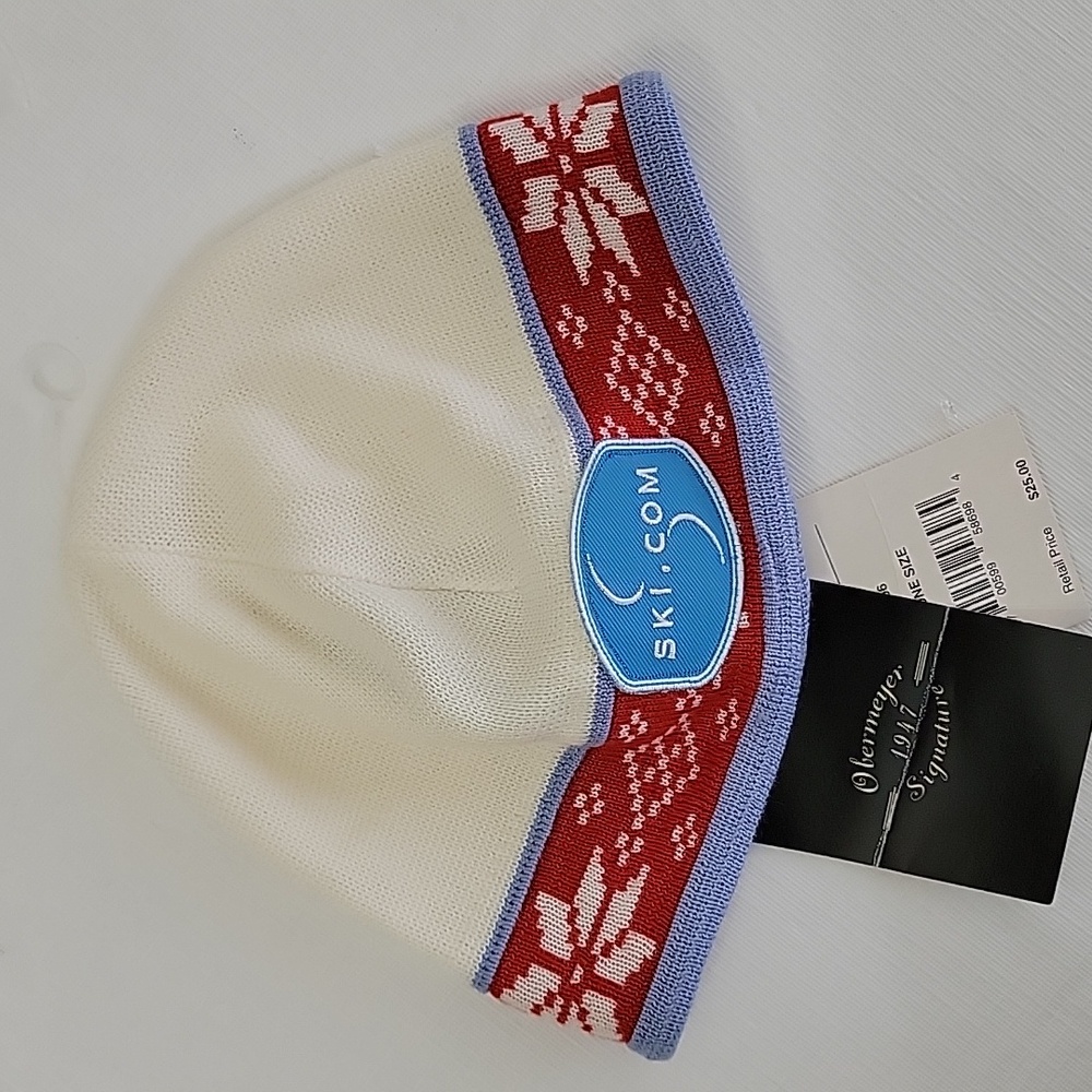 NWT Obermeyer Wool Blend Flurry Knit Snowflakes Ski Cap Hat  Bin8